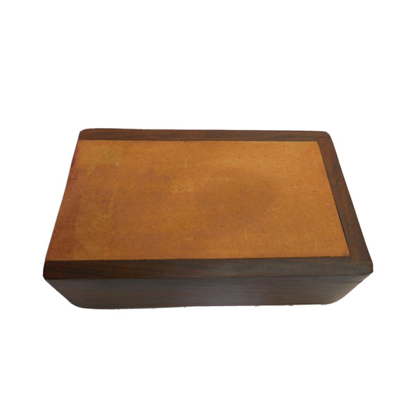 Handcarved Floral Keepsake Wood Jewelry Box With Slide open Bottom - Picture 13 of 16